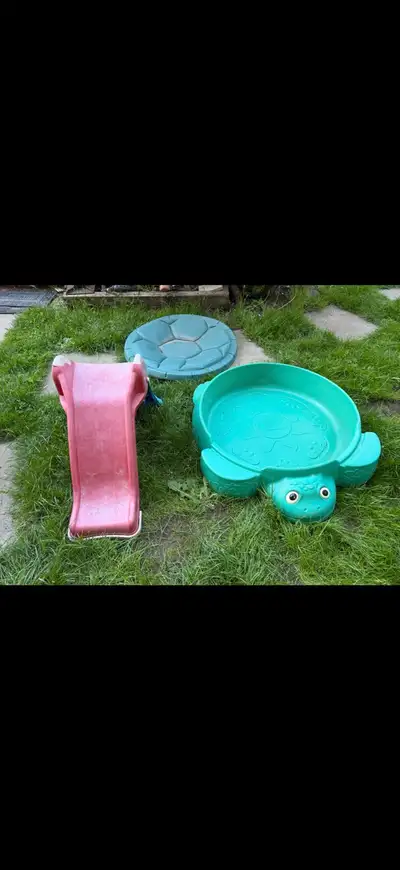Slide and Sandbox/Pool with Sandcastle Toys Included, View more