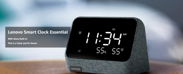 Lenovo Smart Clock Essential with Alexa Large LED Display, Music in Speakers in Ottawa