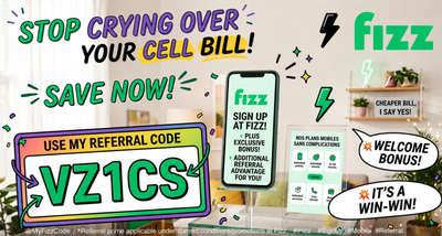 Fizz mobile, credit $40, code: VZ1CS, View more
