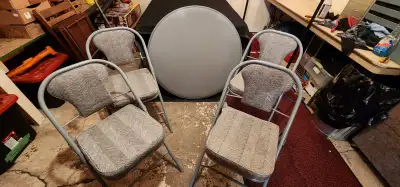 4 Plush Fabric Metal Folding Chairs and Card Table, View more