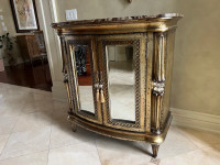 Credenza Hutch Buffet Sideboard Mirrored Doors - Marble Top