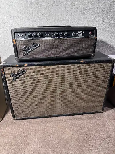 1966 Fender Blackface Bassman Head + 2x12 Cabinet — Early CBS, View more