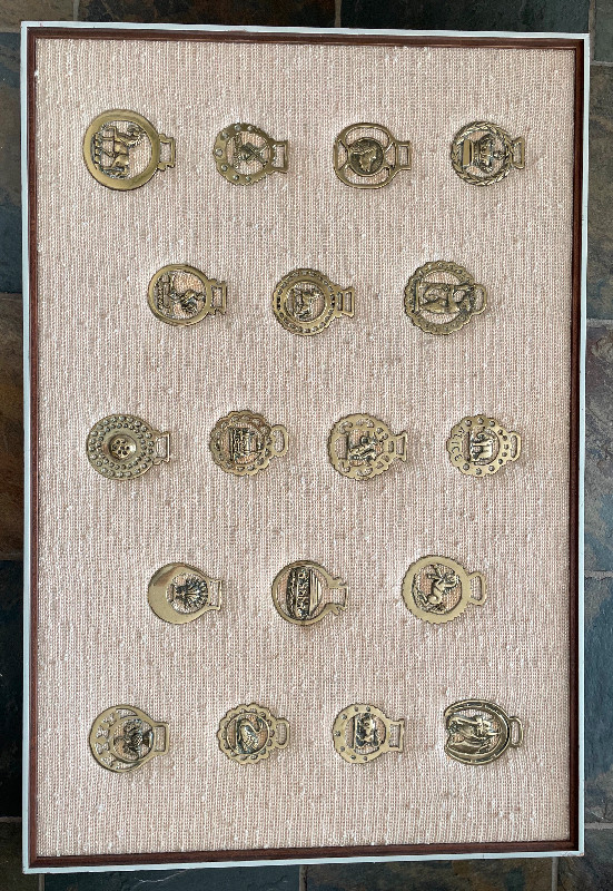 Framed Set of 18 Horse Brasses in Arts & Collectibles in Revelstoke - Image 2