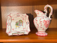 PORCELAIN PITCHER and SQUARE PLATE