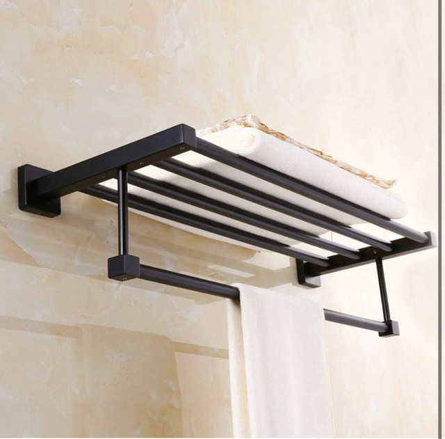 Wall Mounted Black Towel Rack Bathroom Bath Towel Shelf in Bathwares in London - Image 4