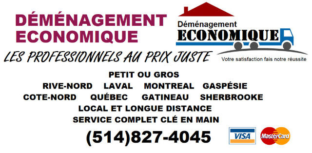 80$H   Déménagement résidentiel /Petit ou grand (514)827-4045 dans Déménagement et entreposage  à Laval/Rive Nord