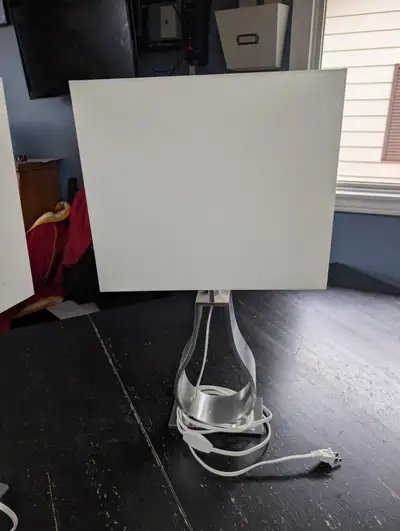 Matching Pair of Modern Brushed Metal Table Lamps - EUC, View more
