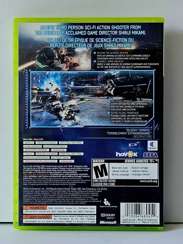 XBOX 360 Game  : VANQUISH  in XBOX 360 in City of Montréal - Image 4