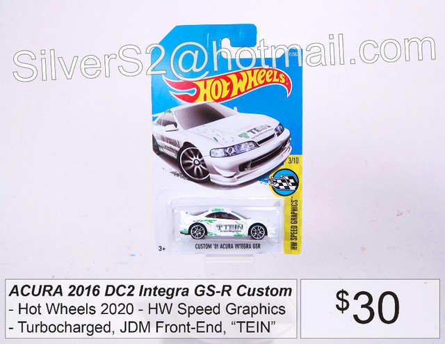 HOT WHEELS 2016 ACURA 2001 DC2 Integra GS-R 'TEIN' WhiteGreen in Other in City of Toronto - Image 2
