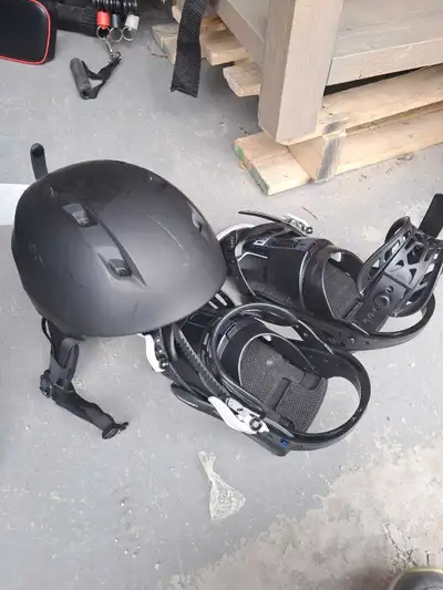 Snowboard Helmet and Bindings, View more