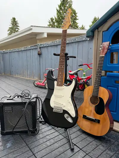 smaller acoustic + electric guitar w/ ROLAND amp works perfect, View more
