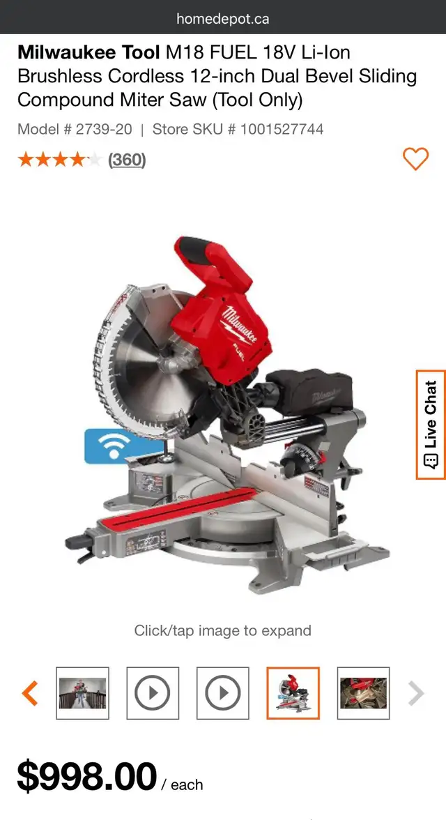 Milwaukee Tool M18 FUEL 18V Li-Ion Brushless 12” miter saw