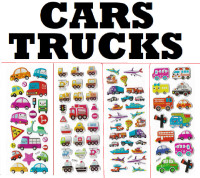 3D puffy Stickers  CAR CARS TRUCK Race Police Taxi bus Fire