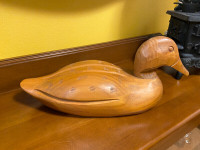 Vintage Hand Carved Pine Wood Rustic Duck Decoy