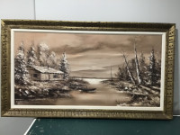 Canvas cabin scene painting