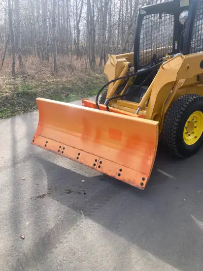 As new plow blade for skid steer. Bought new and never used it. Other than some paint fade this unit...