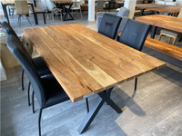 Table de cuisine en bois d'acacia naturel live edge 80"L x 40"W
