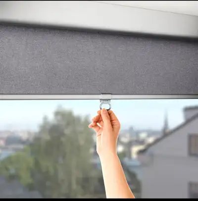 Blackout roller blind, light gray,, View more