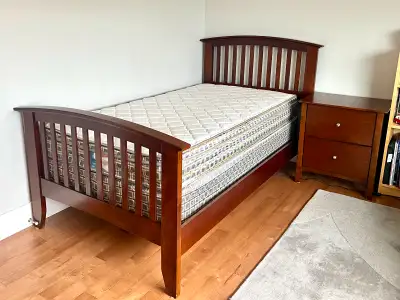 single (twin) bed frame and side table, View more