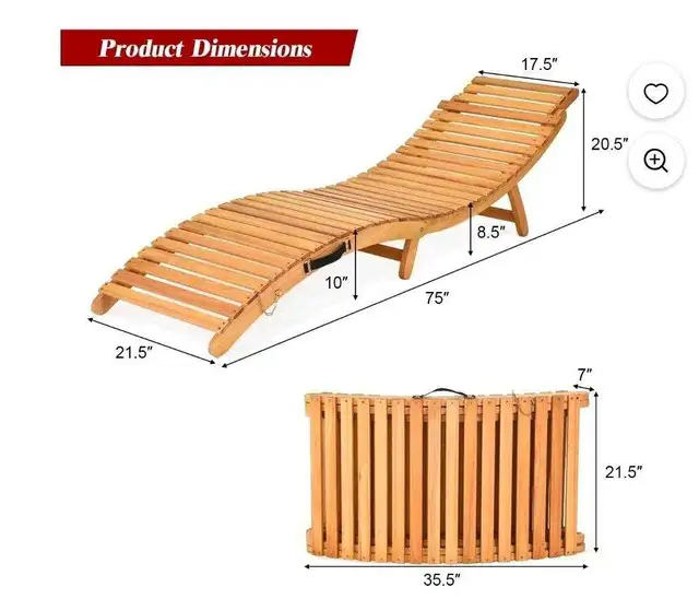 Folding Wooden Outdoor Lounge Chair in Patio & Garden Furniture in Oakville / Halton Region - Image 5