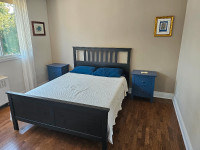 Ikea Hemnes Queen Bed with mattress and two night stands