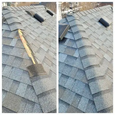 Roof repair service, missed shingles replacement, View more