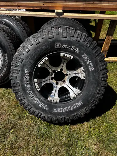 I have 4 rims and tires of a chev truck 4x4 6 hole rims 2 tires are ok and 2 are shot asking $200 Al...