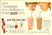 1957 extra large color magazine ad for Flav-R Straws
