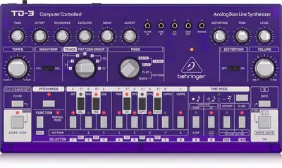 TWO Behringer TD-3-GP Grape Analog Bass Synthesizers, View more