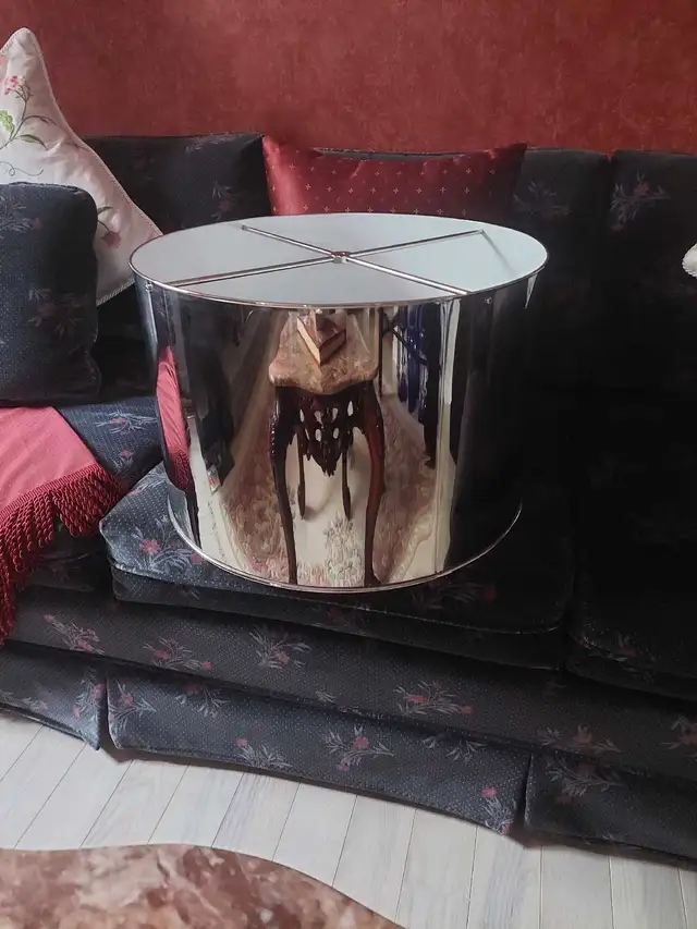 LG HEAVY RESTORATION HARDWARE  DRUM SHADE - POLISHED CHROME in Indoor Lighting & Fans in Markham / York Region - Image 8