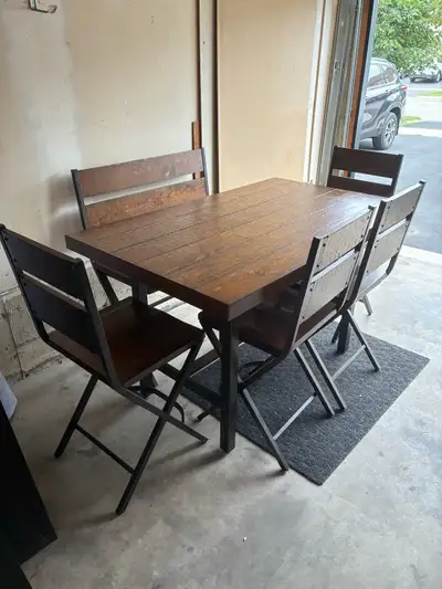 Counter Height Farmhouse Dining Set – Table, Bench & 4 Cha, View more