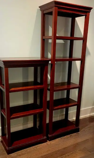 Pair of Beautiful Dark Cherry Wood Bookcases , View more