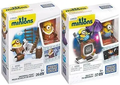 Mega Bloks Minions Silly TV & Snowball Fight New $5 ea, Fit Lego, View more