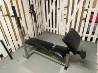 Workout bench with preacher curl attachment