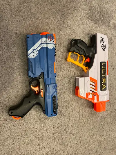 Two Nerf Blasters, tested and work well, View more