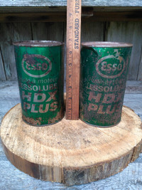 Pair of Collectible Full Esso Vintage Oil Cans