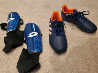 Boy's Soccer Shoes (Cleats) with Shin guards - Size 5