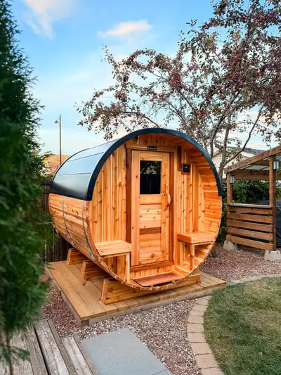 Western Red Cedar Barrel Sauna, View more