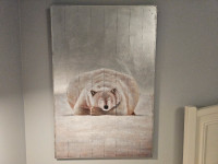 Polar bear painting on wood canvas