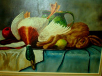 oil painting DEAD game STILL LIFE signed ANTIQUE Victorian