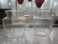 Vintage 1940's 1950's Clear Glass Pitchers
