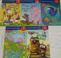 Qty 5 x Reading Books - Cat Hat, Winnie Pooh, Finding Nemo, Cars