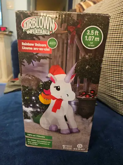 Gemmy Inflatable Rainbow Unicorn 3.5 FT Tall Christmas Holiday , View more