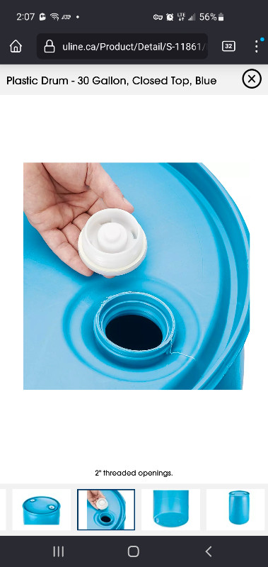 Plastic Drum - 30 Gallon, Closed Top, Blue in Outdoor Tools & Storage in City of Toronto - Image 4