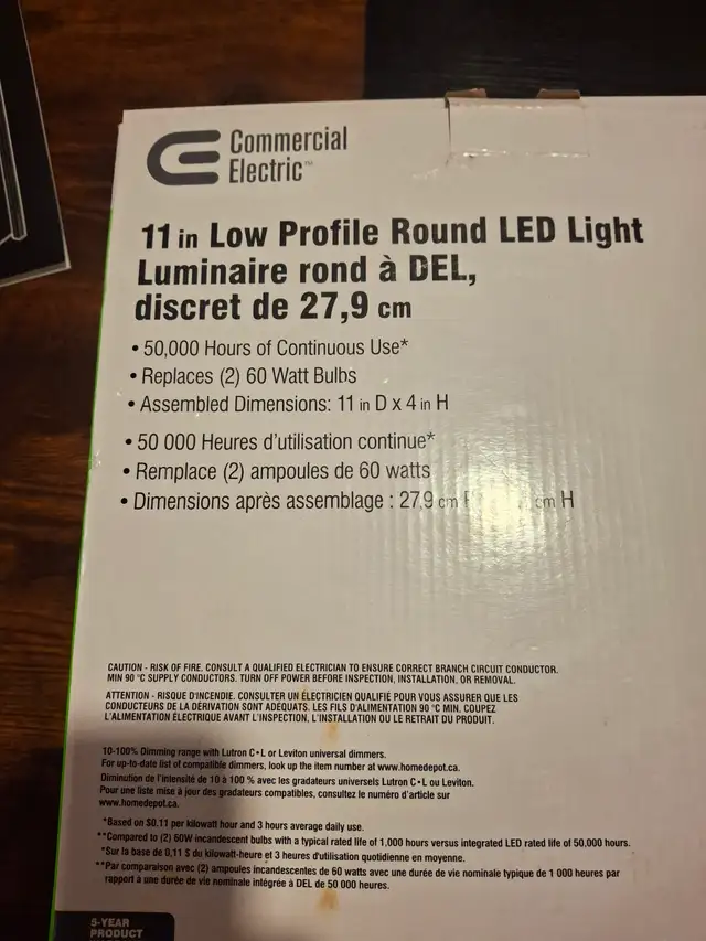 Commercial Electric LED Round Ceiling Light in Indoor Lighting & Fans in Charlottetown - Image 4