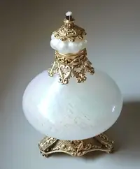 Bombay Company Opalescent Glass Oil Lamp with Brass Base