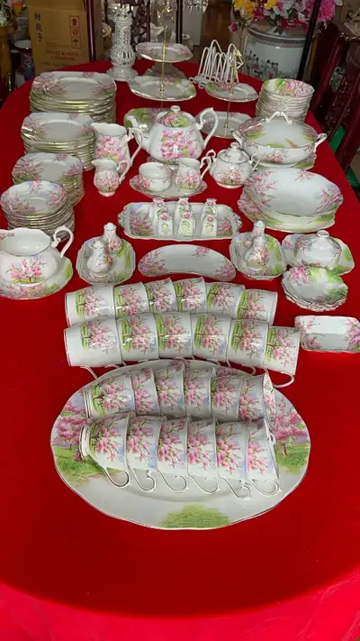 244 pieces dinnerware & silver flatware set. Blossom Time , View more