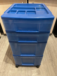 Blue 4 drawer storage cart