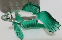 SWAROVSKI Crystal Figurine  ~  GREEN SIAMESE FIGHTING FISH  ~