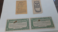 2 Misc Receipts 1927-28 and 2 Coupons Army and  Navy Regina